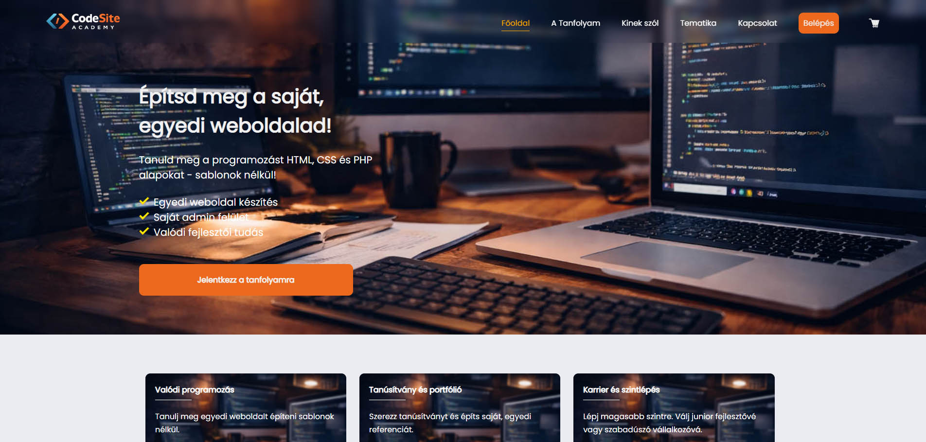 Online weboldal készítő tanfolyam