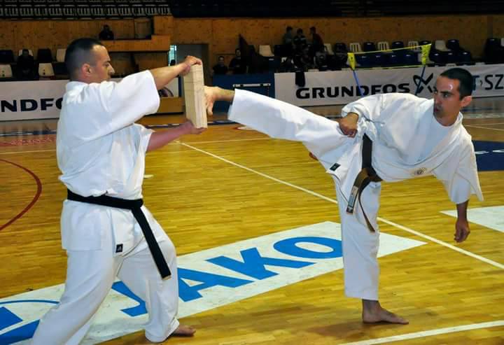 Karate bemutató a sportcsarnokban Tatabányán.